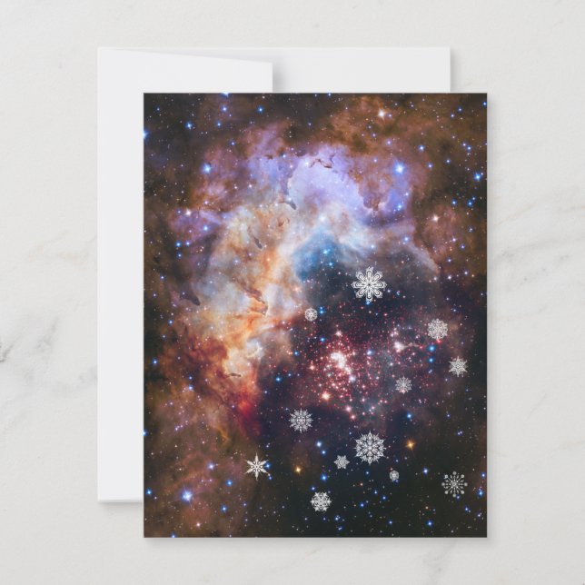 Starry Snowing Nebula Custimizable Christmas Card (Front)