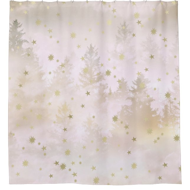 Starry Soft Blush White Forest Dream #1 #decor   Shower Curtain (Front)