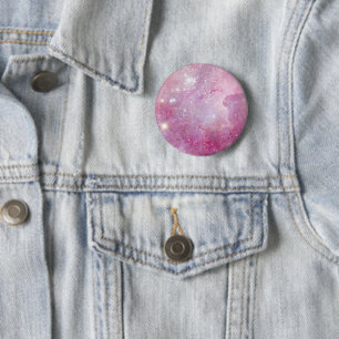 Starry Space Light Pink Watercolor Stars Galaxy 6 Cm Round Badge