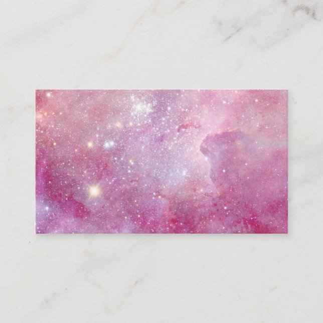 Starry Space Light Pink Watercolor Stars Galaxy Business Card (Front)