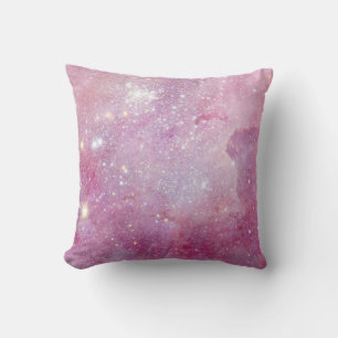 Starry Space Light Pink Watercolor Stars Galaxy Cushion