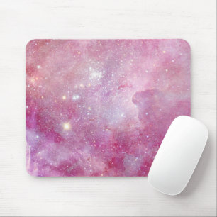 Starry Space Light Pink Watercolor Stars Galaxy Mouse Mat