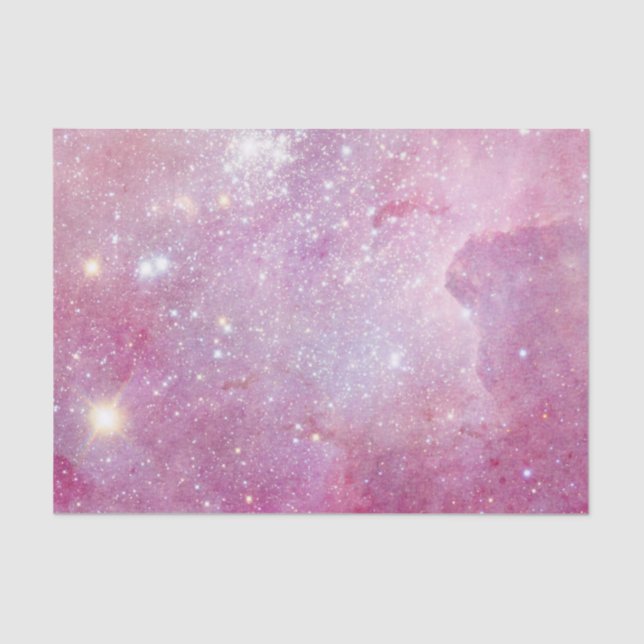 Starry Space Light Pink Watercolor Stars Galaxy Tissue Paper (Front)