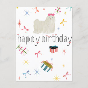 Starry Sparkle Cute Puppy  Wishes Announcement Postcard