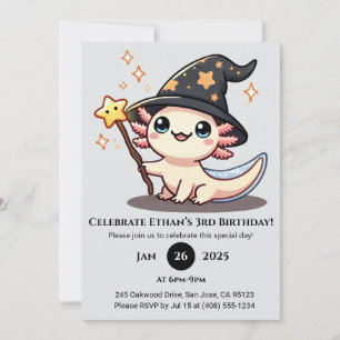 Starry Spell Axolotl Birthday Invitation