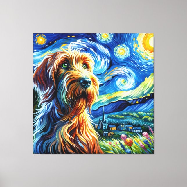 Starry Spinone Dog Portrait - Pet Portrait Canvas Print (Front)