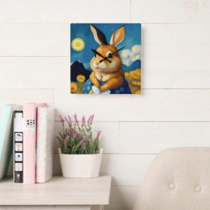 Starry Spring Bunny Clock 