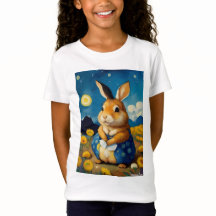 Starry Spring Bunny Kids T-Shirt
