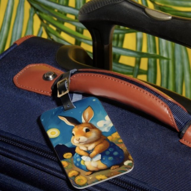 Starry Spring Bunny  Luggage Tag (Creator Uploaded)