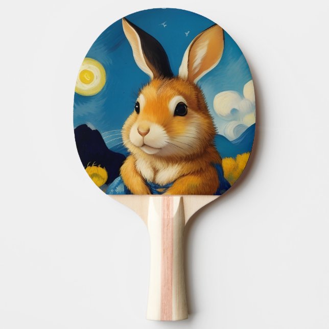 Starry Spring Bunny Ping Pong Paddle (Front)