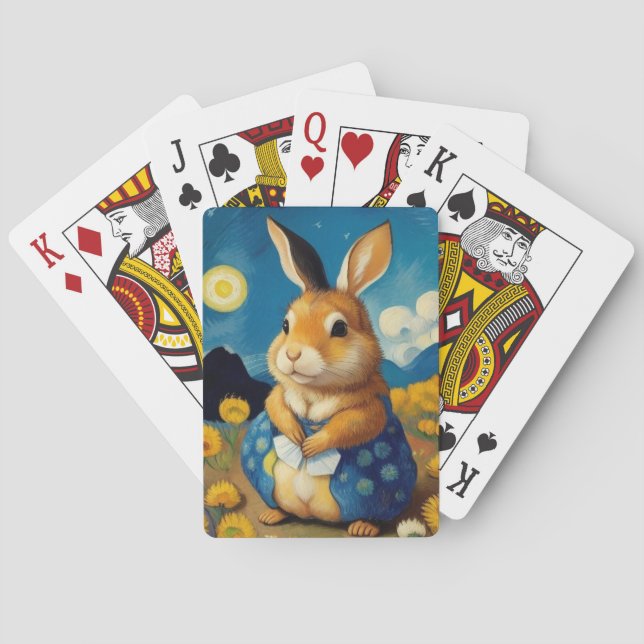 Starry Spring Bunny Playing Cards (Back)
