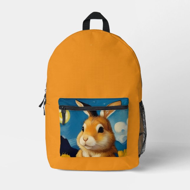Starry Spring Bunny  Printed Backpack (Front)