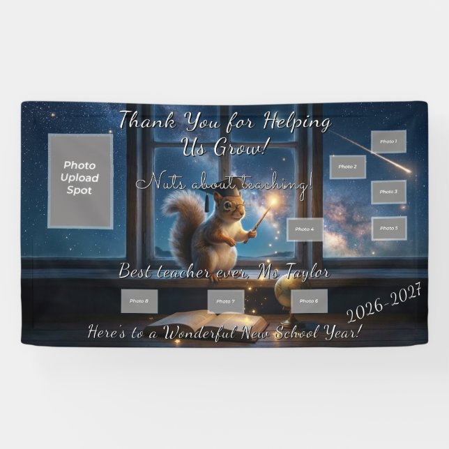 Starry Squirrel Teacher Appreciation Photo Banner (Horizontal)