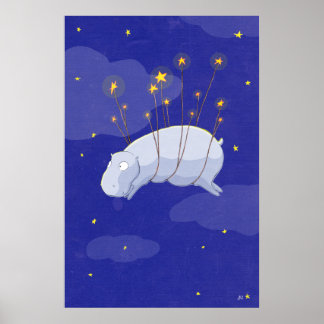 Starry Starry Hippo, a Children's Illustration Pos Poster