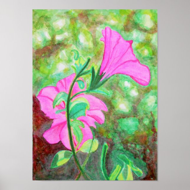 Starry, starry morning glory watercolor poster (Front)