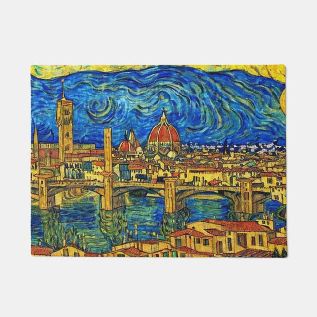 Starry Starry Night Florence Italy Doormat (Front)