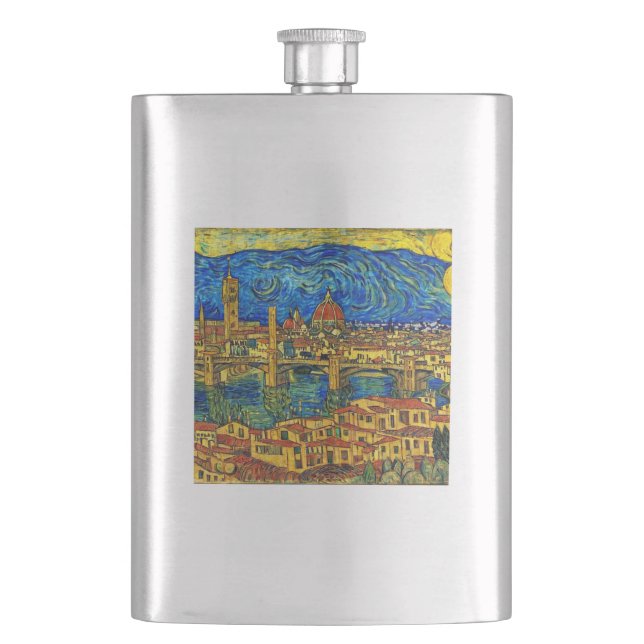 Starry Starry Night Florence Italy Hip Flask (Front)
