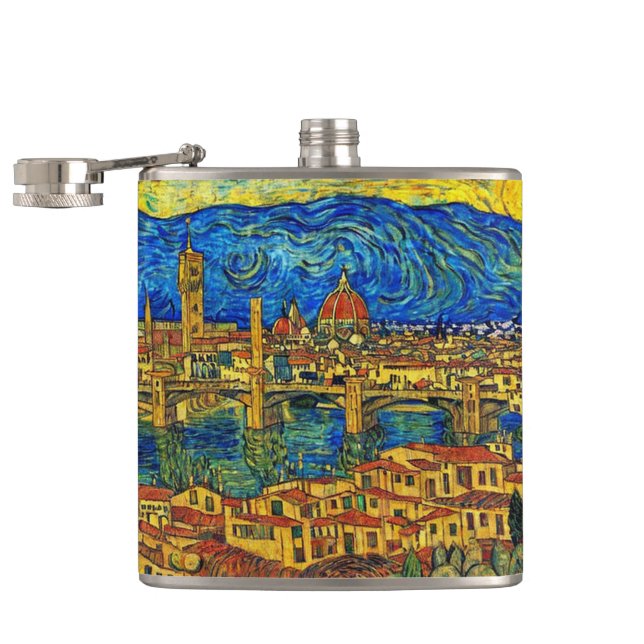Starry Starry Night Florence Italy Hip Flask (Opened)
