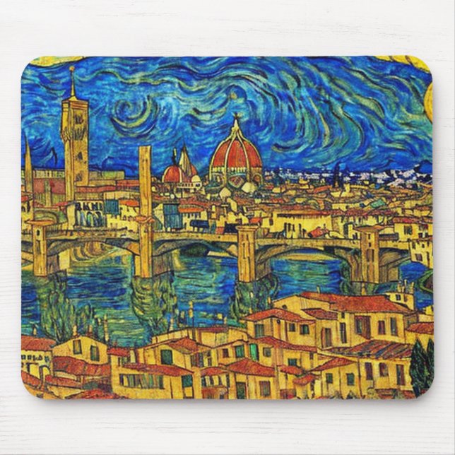Starry Starry Night Florence Italy Mouse Mat (Front)