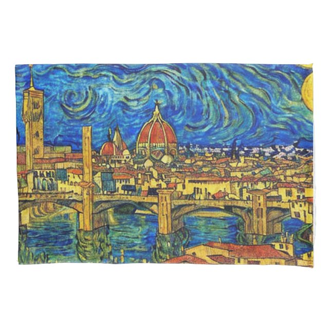 Starry Starry Night Florence Italy Pillowcase (Front)