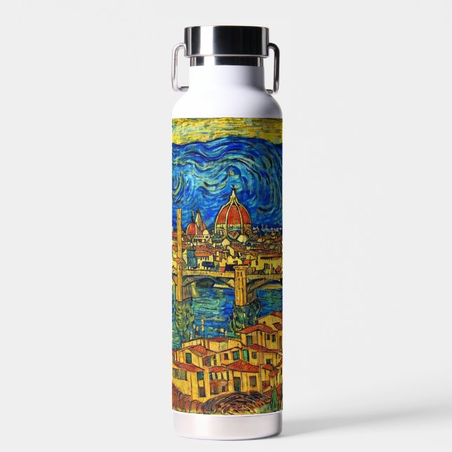 Starry Starry Night Florence Italy Water Bottle (Front)