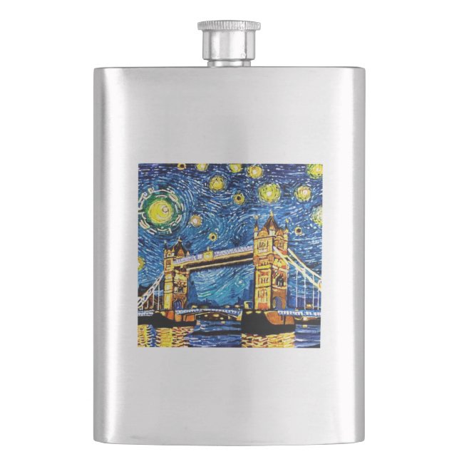 Starry Starry Night London England Hip Flask (Front)
