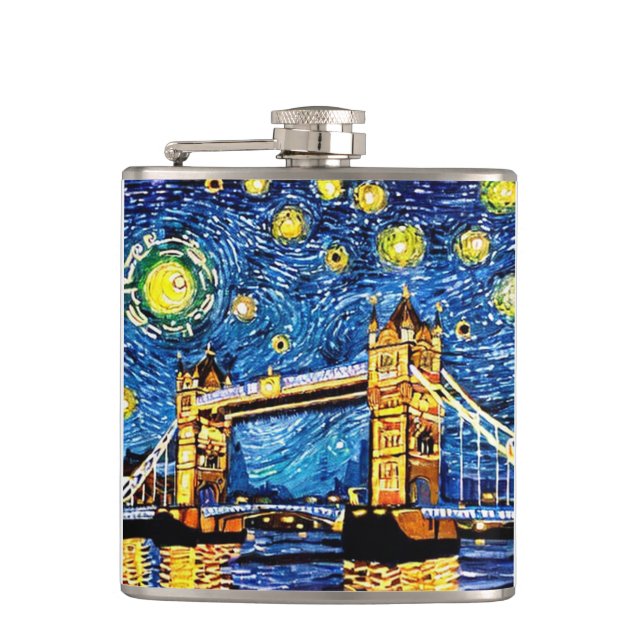 Starry Starry Night London England Hip Flask (Front)