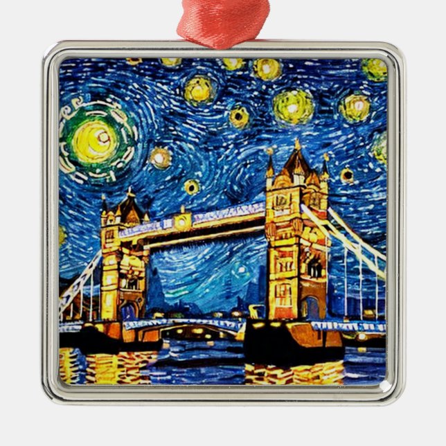 Starry Starry Night London England Metal Tree Decoration (Front)