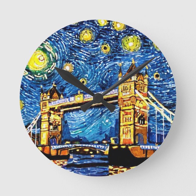 Starry Starry Night London England Round Clock (Front)