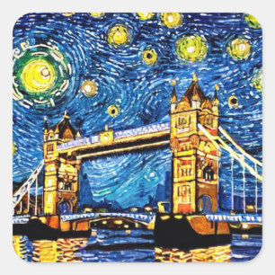 Starry Starry Night London England Square Sticker
