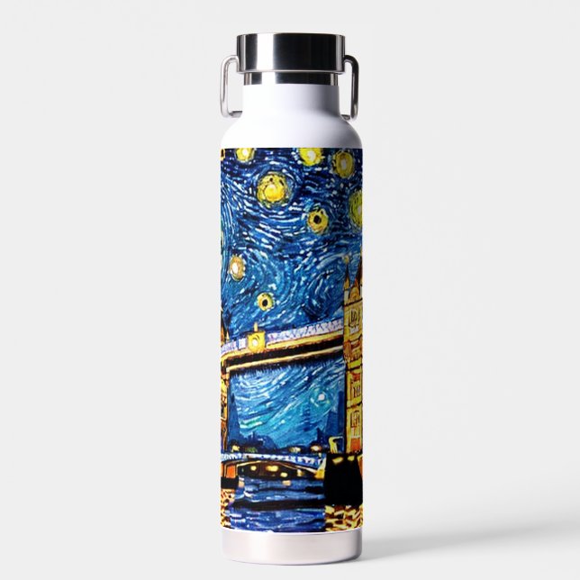 Starry Starry Night London England Water Bottle (Front)
