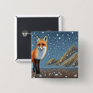 Starry Starry Night Storybook Fox 15 Cm Square Badge