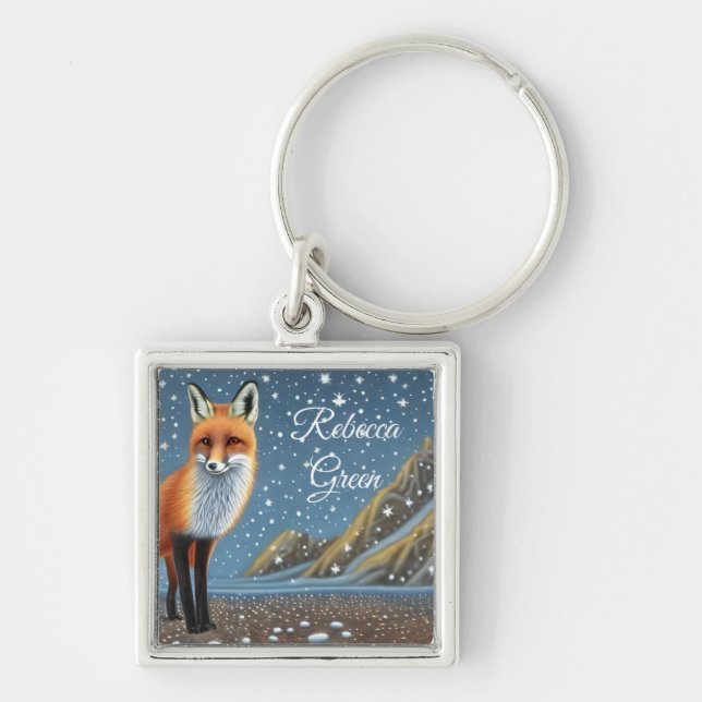 Starry Starry Night Storybook Fox Key Ring (Front)