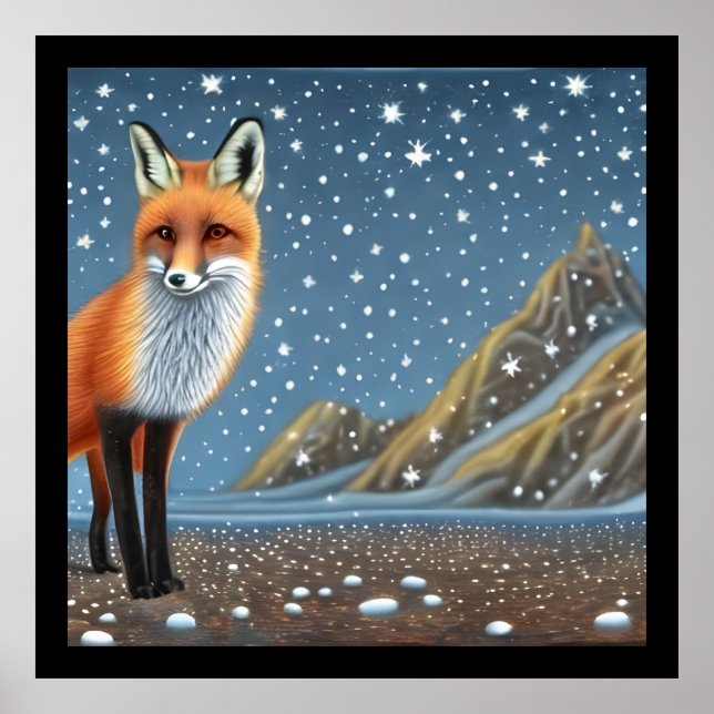 Starry Starry Night Storybook Fox Poster (Front)