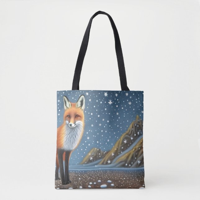 Starry Starry Night Storybook Fox Tote Bag (Front)
