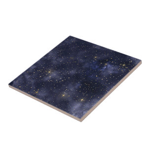 Starry Starry Night Watercolor Tile