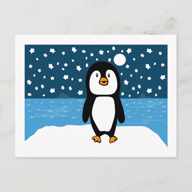 Starry Starry Penguin Holiday Postcard (Front)