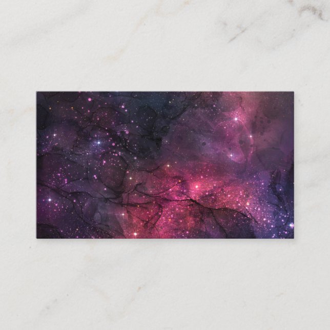 Starry Stars Outer Space Galaxy Planetary Pattern Business Card (Front)