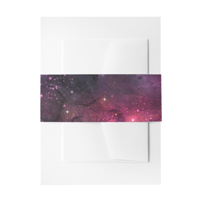 Starry Stars Outer Space Galaxy Planetary Pattern Invitation Belly Band (Front Example)
