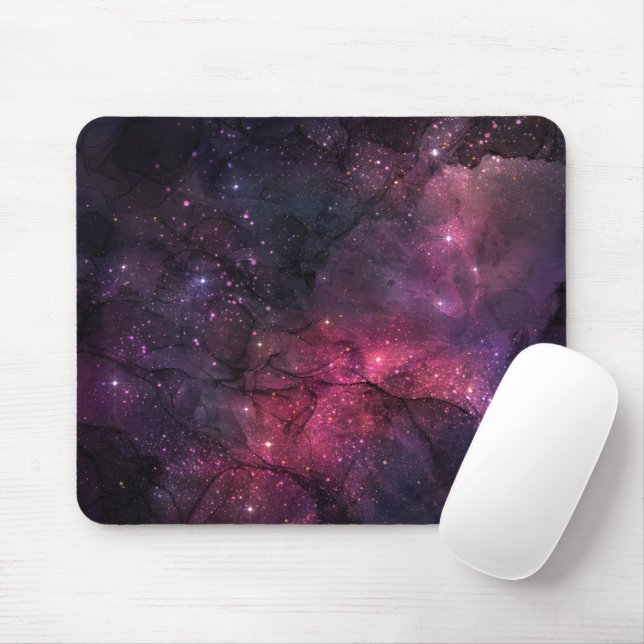 Starry Stars Outer Space Galaxy Planetary Pattern Mouse Mat (With Mouse)