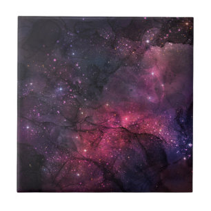 Starry Stars Outer Space Galaxy Planetary Pattern Tile