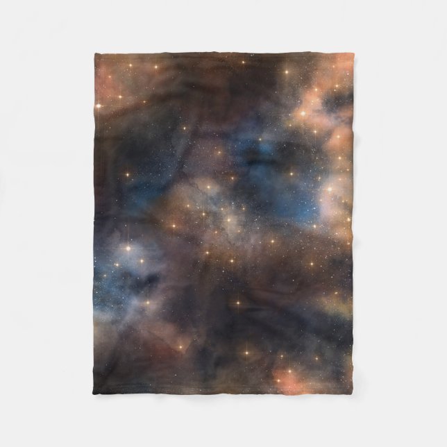 Starry Stars Space Galaxy Blue Black Pattern Fleece Blanket (Front)