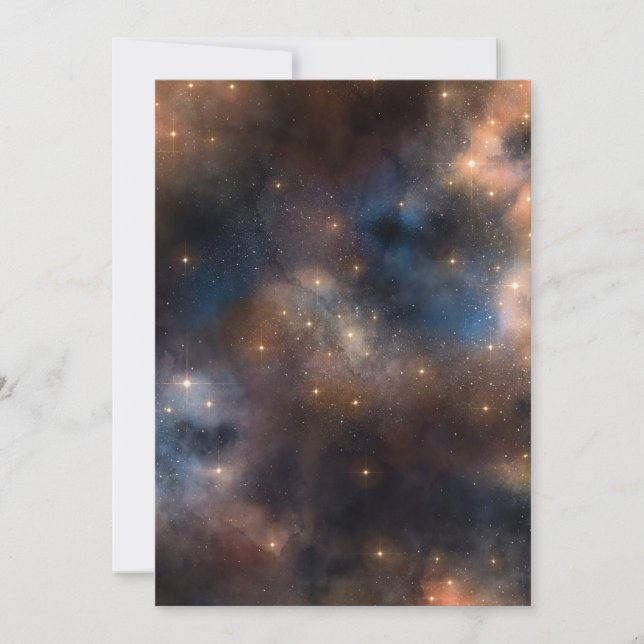 Starry Stars Space Galaxy Blue Black Pattern Thank You Card (Front)
