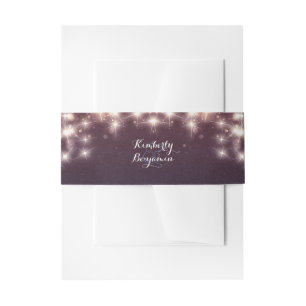 Starry String Lights Vintage Wedding Invitation Belly Band