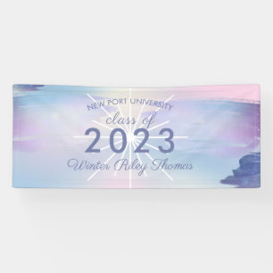Starry Stylish Iridescent Pastel Graduation Party Banner