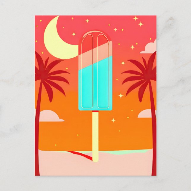 Starry Summer Palm Ice Oasis Holiday Postcard (Front)
