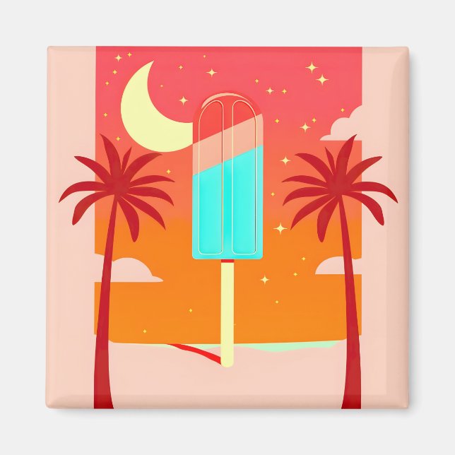 Starry Summer Palm Ice Oasis Magnet (Front)