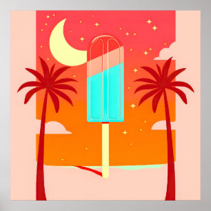 Starry Summer Palm Ice Oasis Poster