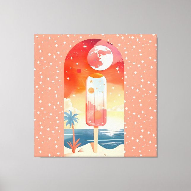 Starry Summer Tropical Night Canvas Print (Front)