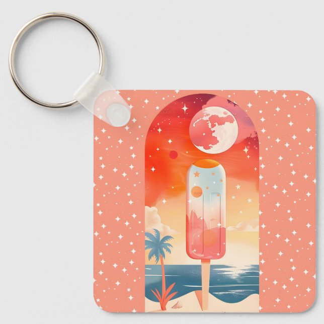 Starry Summer Tropical Night Key Ring (Front)